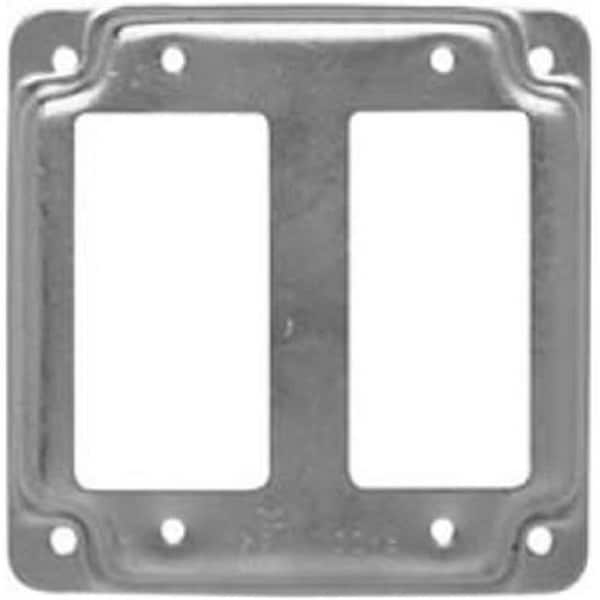Raco 809C 4 in. Flat Corner Square Double Ground Fault Interrupter Receptacle Box Cover